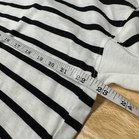 La Ligne NWT Stripe Cotton Jersey White Black Long Sleeve Top Sz L Drop Shoulder - Picture 10 of 11